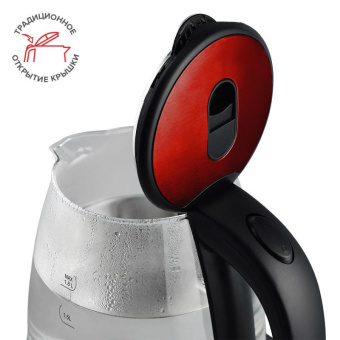 Чайник электрический Scarlett SC-EK27G102 1.8л. 1800Вт красный/черный корпус: стекло от магазина РЭССИ