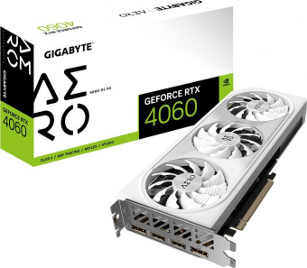 Видеокарта Gigabyte PCI-E 4.0 GV-N4060AERO OC-8GD NVIDIA GeForce RTX 4060 8192Mb 128 GDDR6 2550/18000 HDMIx2 DPx2 HDCP Ret от магазина РЭССИ
