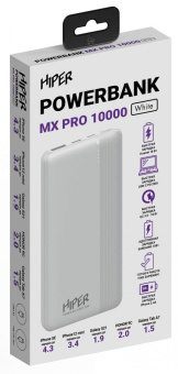 Мобильный аккумулятор Hiper MX Pro 10000 10000mAh 3A QC PD 1xUSB белый (MX PRO 10000 WHITE) от магазина РЭССИ