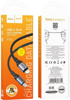 Кабель Hoco X102 Fresh iP USB Type-C (m)-Lightning (m) 1м черный коробка от магазина РЭССИ