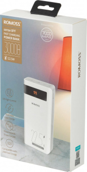 Мобильный аккумулятор Romoss Sense 8PF 30000mAh PD 3A белый от магазина РЭССИ