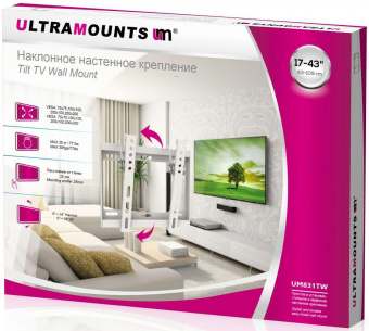 Кронштейн для телевизора Ultramounts UM831TW белый 17"-43" макс.35кг настенный наклон от магазина РЭССИ