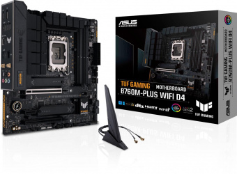 Материнская плата Asus TUF GAMING B760M-PLUS WIFI D4 Soc-1700 Intel B760 4xDDR4 mATX AC`97 8ch(7.1) 2.5Gg RAID+HDMI+DP от магазина РЭССИ
