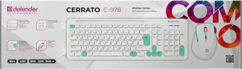 Клавиатура + мышь Defender Cerrato C-978 клав:белый мышь:белый/голубой USB беспроводная Multimedia (45978) от магазина РЭССИ