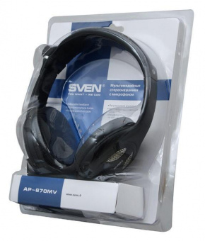 Наушники с микрофоном Sven AP-670MV черный 2.5м мониторные оголовье (SV-0410670MV) от магазина РЭССИ