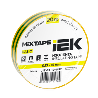 MIXTAPE BASIC Изолента 0,13х15мм желто-зеленая 20м IEK от магазина РЭССИ