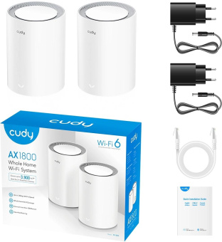 Бесшовный Mesh роутер Cudy M3000 (M3000(2-PACK) WHITE) AX3000 10/100/1000/2500BASE-T белый (упак.:2шт) от магазина РЭССИ