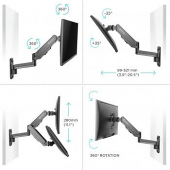 Кронштейн для телевизора Onkron G150 черный 13"-34" макс.8кг настенный поворот и наклон верт.перемещ. от магазина РЭССИ