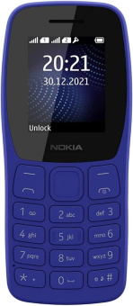Мобильный телефон Nokia 105 Dual SIM TA-1416 синий моноблок 2Sim 1.77" 120x160 Series 30+ GSM900/1800 Protect MP3 FM microSD от магазина РЭССИ