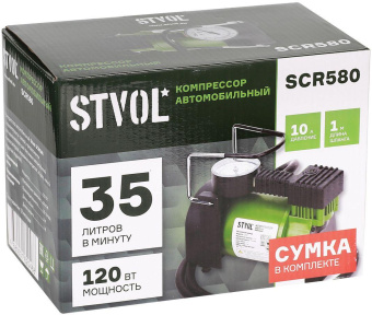 Автомобильный компрессор Stvol SCR580 35л/мин шланг 0.5м от магазина РЭССИ