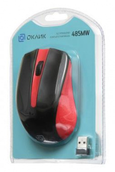Мышь Оклик 485MW черный/красный оптическая (1200dpi) беспроводная USB для ноутбука (3but) от магазина РЭССИ