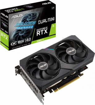 Видеокарта Asus PCI-E 4.0 DUAL-RTX3060TI-O8G-MINI-V2 NVIDIA GeForce RTX 3060Ti 8192Mb 256 GDDR6 1680/14000 HDMIx1 DPx3 HDCP Ret от магазина РЭССИ